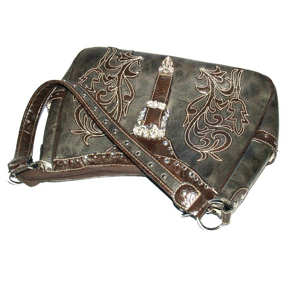 Western Style Studs & Bling Lucky U Pattern Cowgirls Shoulder Bag Purse - Picture 4 of 8